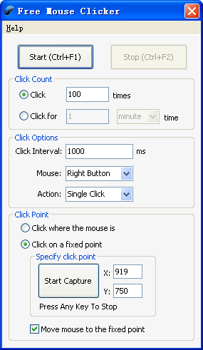 Click to view Free Mouse Clicker 2.2.7.4 screenshot