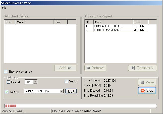 Click to view DRE Hard Disk Eraser 1.1 screenshot