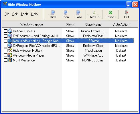 Click to view Hide Window Hotkey 3.1 screenshot