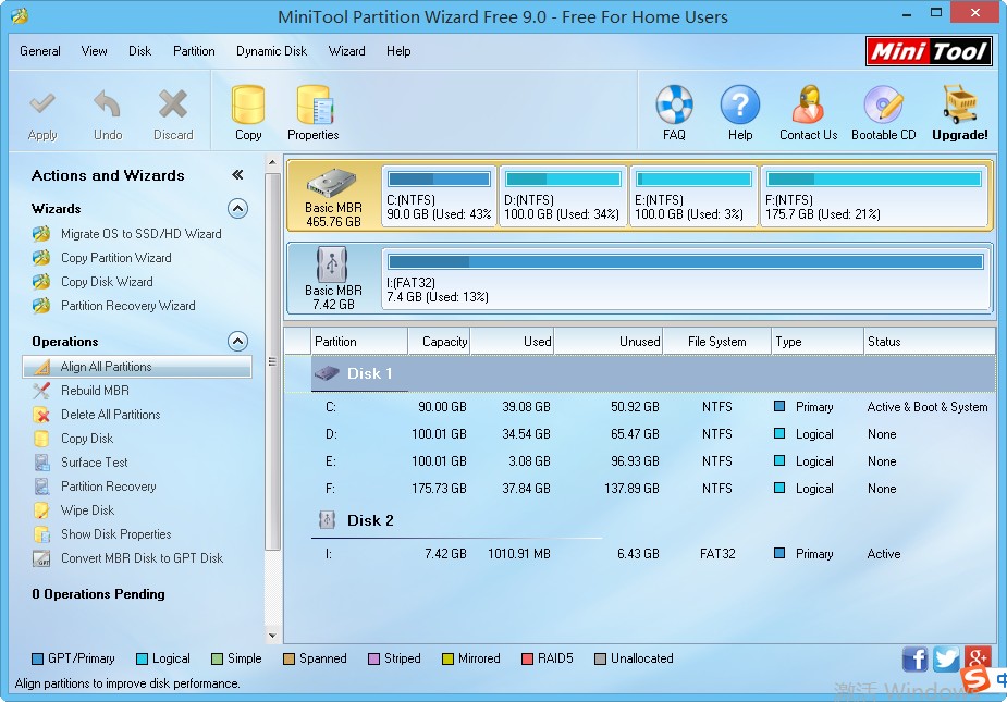 Click to view MiniTool Partition Wizard Home Edition 8.1.1 screenshot