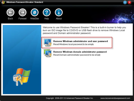 Click to view Windows Password Breaker Standard 5.2.0.0 screenshot