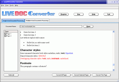Click to view LiveDoc Converter 1.0 screenshot
