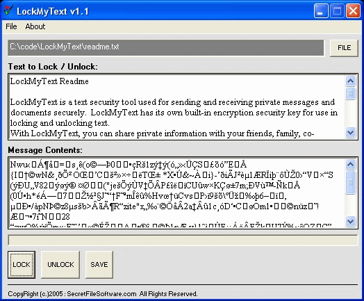 Click to view LockMyText 1.19 screenshot