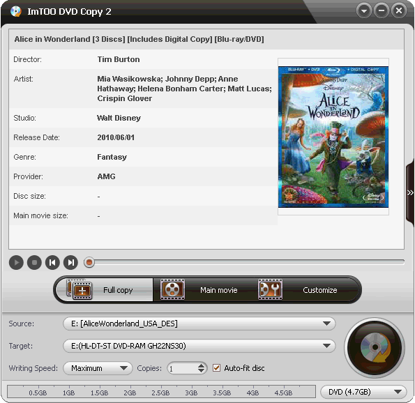 Click to view ImTOO DVD Copy 2.0.1.0831 screenshot