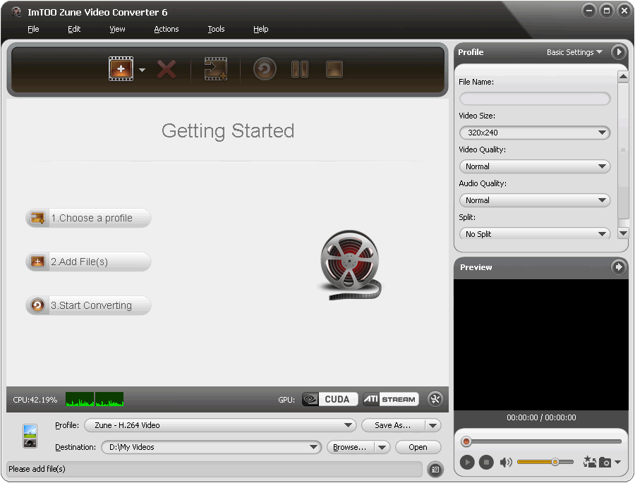 Click to view ImTOO Zune Video Converter 6.0.14.1104 screenshot