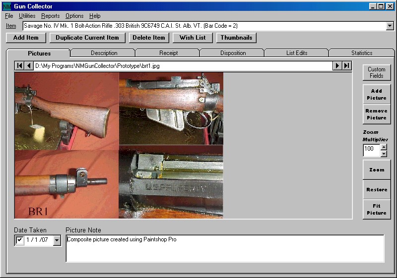 Click to view NM Gun Collector Software 6.0.2 screenshot