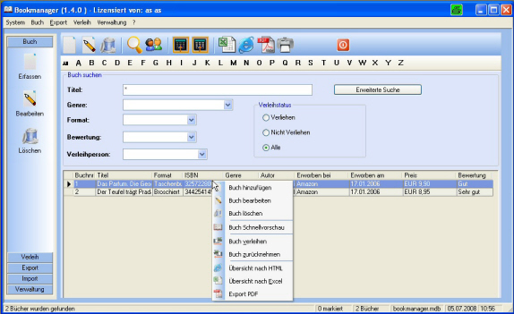 Click to view Bookmanager Professional 2.2.1 screenshot