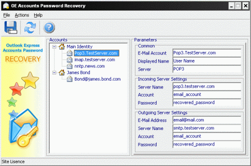 Click to view OE Accounts Password Recovery 2.1.8.7 screenshot