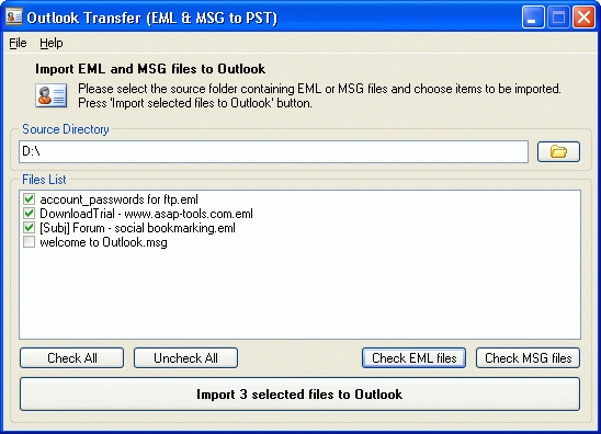 Click to view Outlook Transfer 1.2.6.4 screenshot