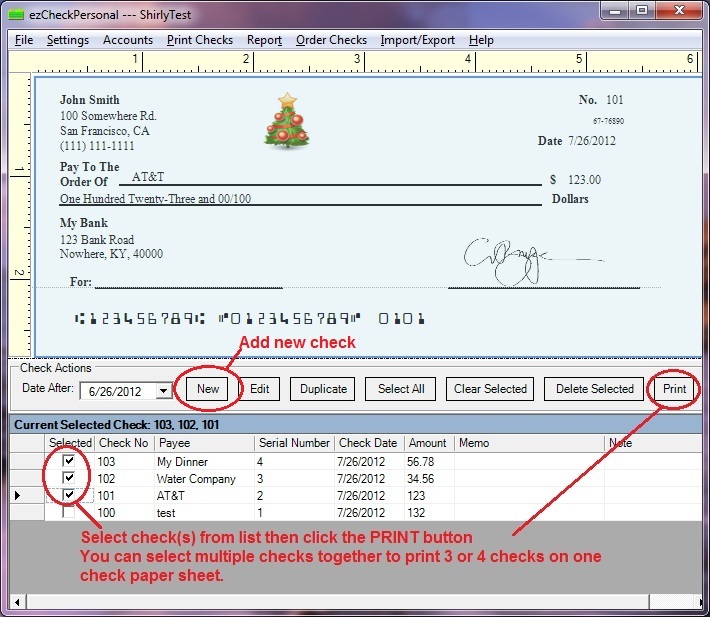 Click to view ezCheckPersonal Check Printing Software 2.0.7 screenshot