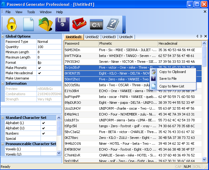 Click to view Password Generator Professional 5.552 screenshot