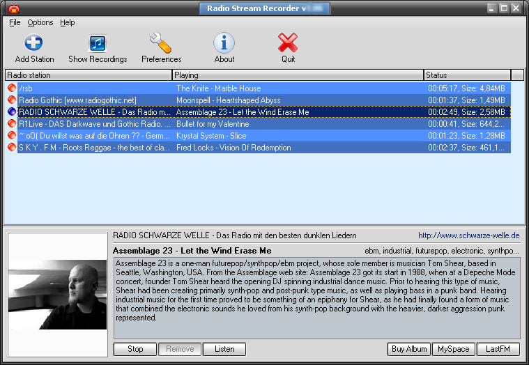 Click to view GSA Radio Stream Recorder 1.37 screenshot