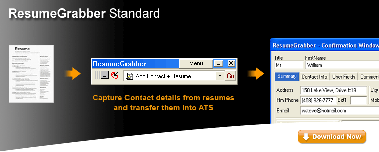 Click to view ResumeGrabber Standard 2010 screenshot