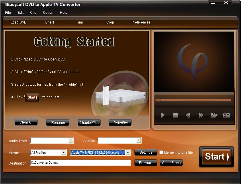 Click to view 4Videosoft DVD to Apple TV Converter 3.1.08 screenshot