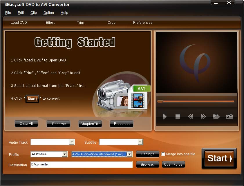 Click to view 4Easysoft DVD to AVI Converter 3.1.10 screenshot