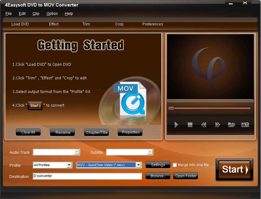 Click to view 4Easysoft DVD to MOV Converter 3.1.06 screenshot