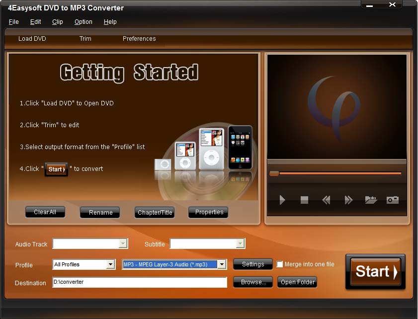 Click to view 4Easysoft DVD to MP3 Converter 3.1.08 screenshot