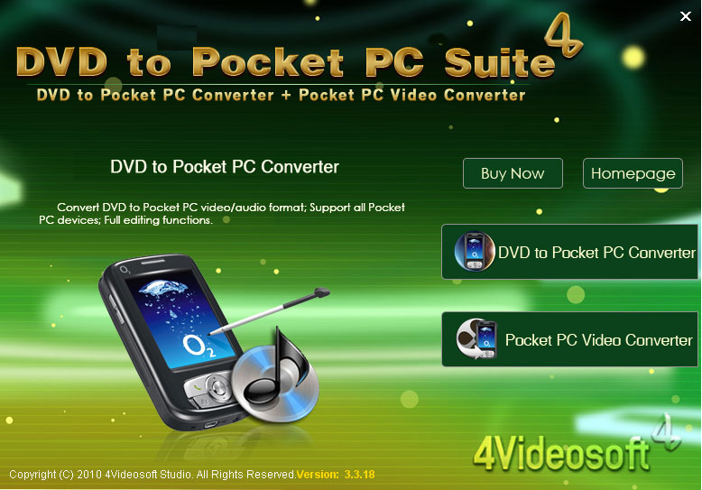 Click to view 4Videosoft DVD to Pocket PC Suite 3.1.06 screenshot