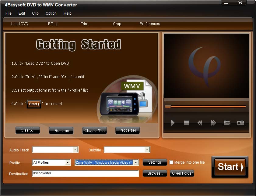 Click to view 4Easysoft DVD to WMV Converter 3.1.08 screenshot