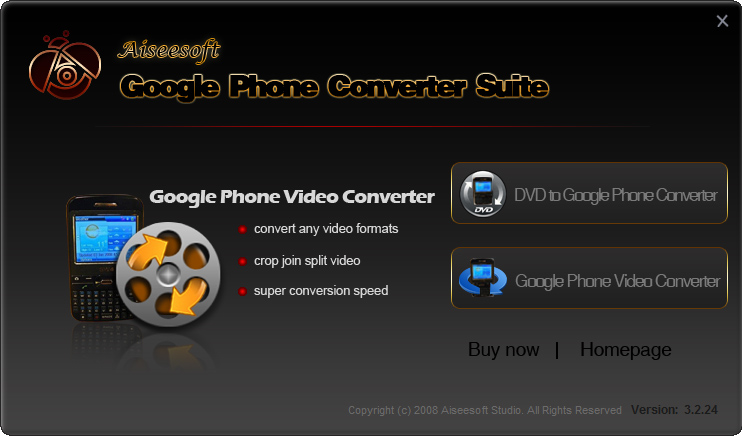 Click to view Aiseesoft Google Phone Converter Suite 3.1.08 screenshot