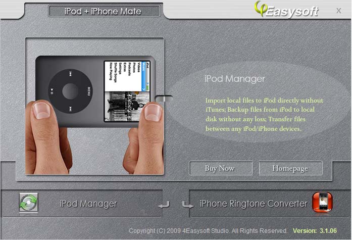Click to view 4Easysoft iPod + iPhone Mate 3.2.30 screenshot