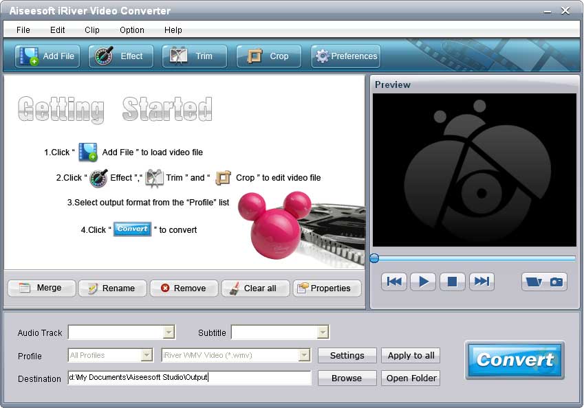 Click to view Aiseesoft iRiver Video Converter 5.0.08 screenshot