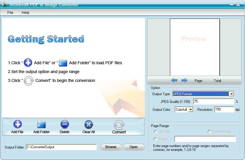 Click to view Aiseesoft PDF to Image Converter 3.1.16 screenshot