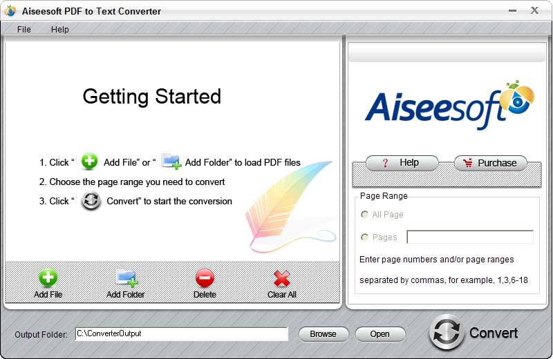 Click to view Aiseesoft PDF to Text Converter 2.0.10 screenshot