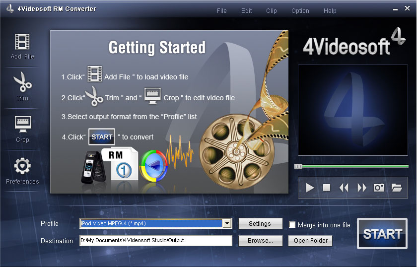 Click to view 4Videosoft RM Converter 3.1.08 screenshot