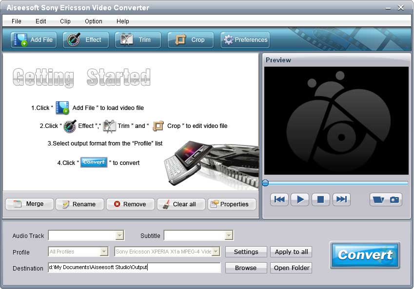 Click to view Aiseesoft Sony Ericsson Video Converter 6.2.18 screenshot