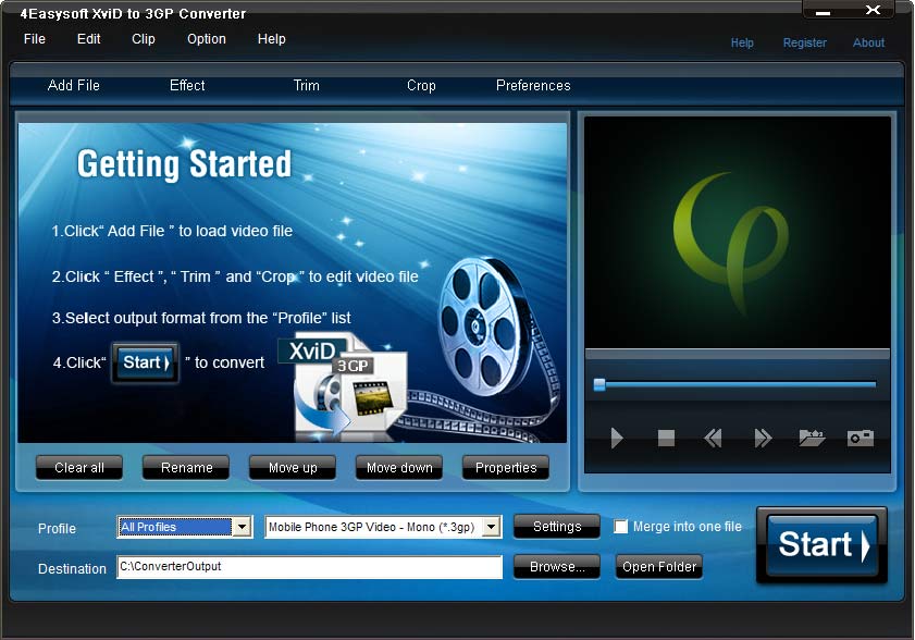 Click to view 4Easysoft XviD to 3GP Converter 3.1.18 screenshot