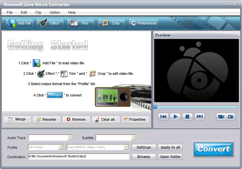 Click to view Aiseesoft Zune Movie Converter 6.2.16 screenshot