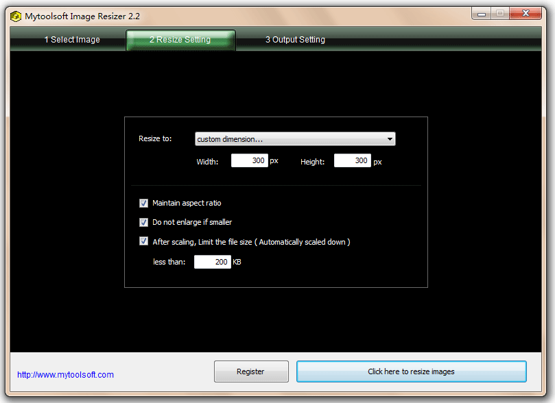 Click to view Mytoolsoft Batch Image Resizer 1.9 screenshot