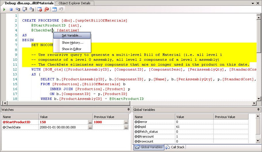 Click to view Apex SQL Debug 2008.06 screenshot