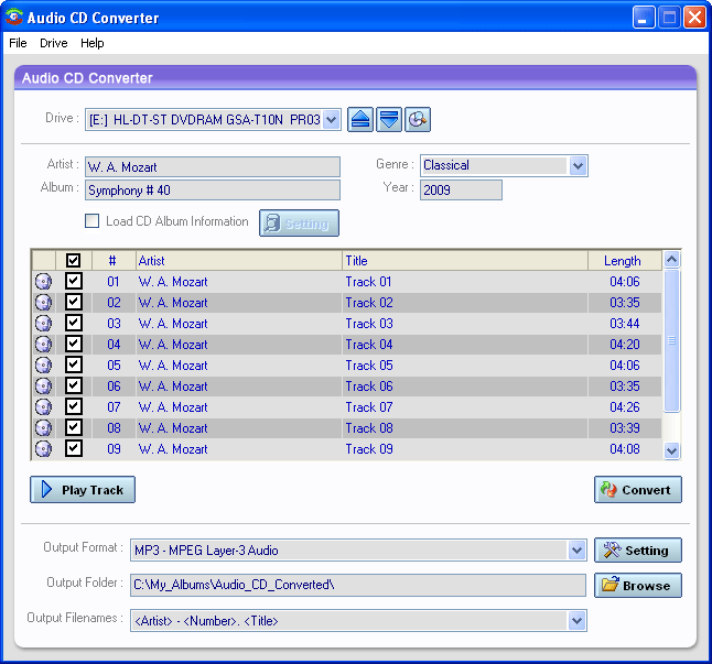 Click to view Audio CD Converter 2.3 screenshot