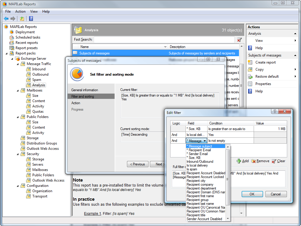 Click to view MAPILab Reports for Exchange Server 3.5 screenshot