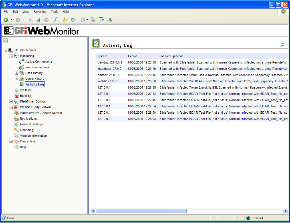 Click to view GFI WebMonitor for ISA/TMG 2013 screenshot