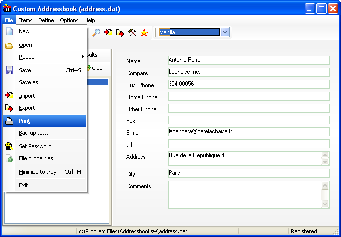 Click to view Custom Addressbook 5.1 screenshot