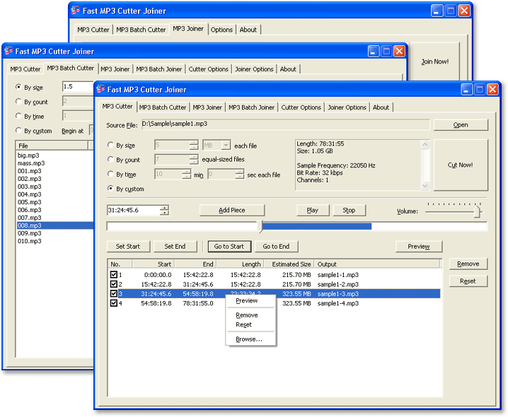 Click to view Fast MP3 Cutter Joiner 3.1.1572 screenshot