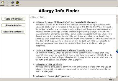 Click to view Allergy Info Finder 1.0 screenshot