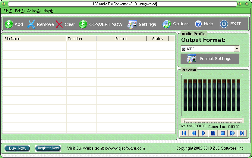 Click to view 123 Audio File Converter 3.10 screenshot