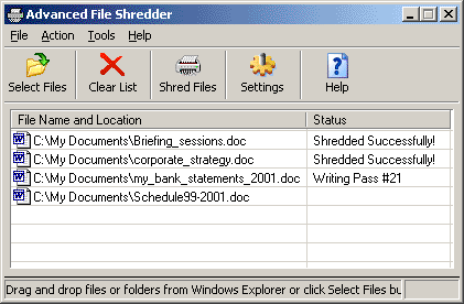 Click to view Advanced File Shredder 1.16 screenshot