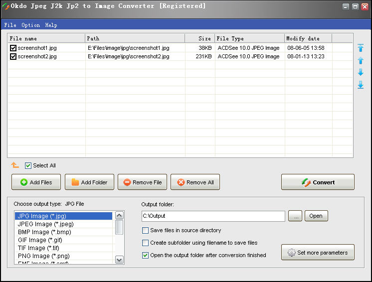 Click to view Okdo Jpeg J2k Jp2 to Image Converter 5.4 screenshot