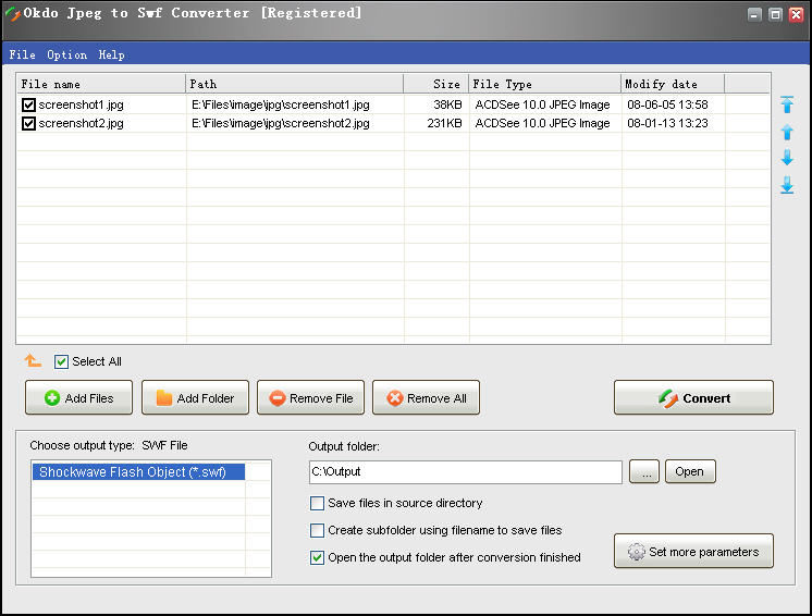 Click to view Okdo Jpeg to Swf Converter 5.4 screenshot