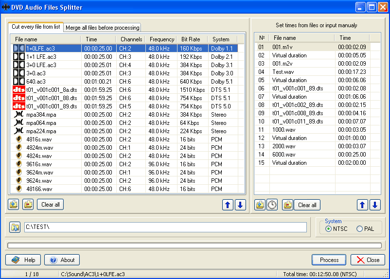 Click to view DVD Audio Files Splitter 2.0 screenshot