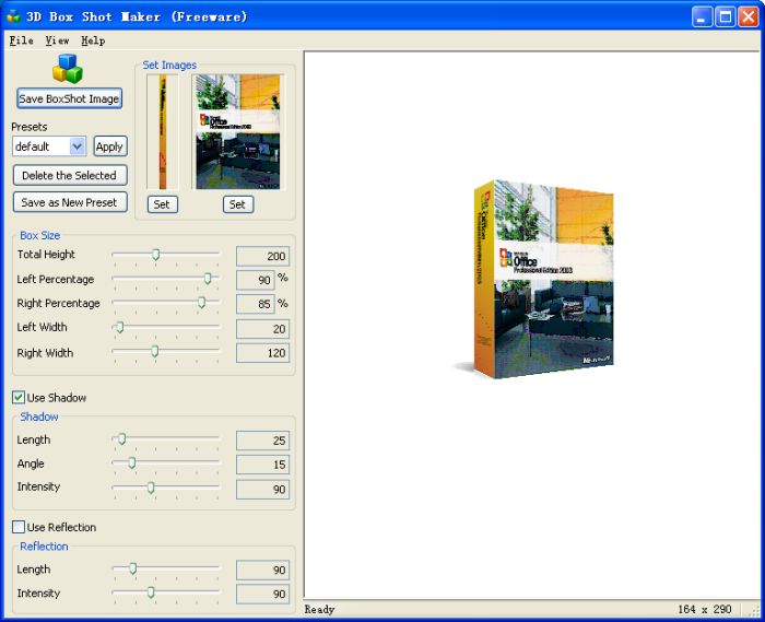 Click to view 3D Box Shot Maker 1.0 screenshot