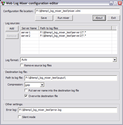 Click to view Web Log Mixer 1.3 screenshot
