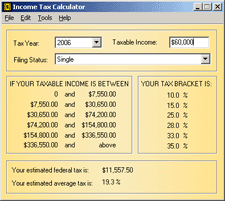 Click to view Income Tax Calculator 1.5 screenshot