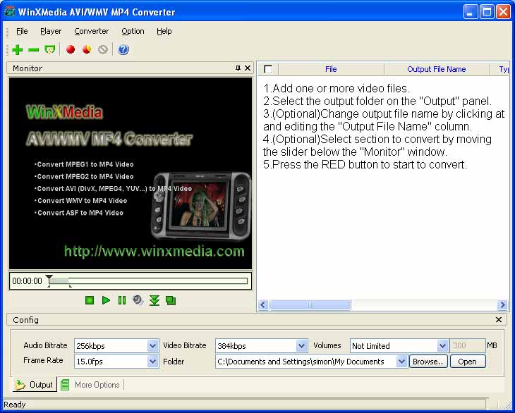 Click to view WinXMedia AVI/WMV MP4 Converter 3.25 screenshot