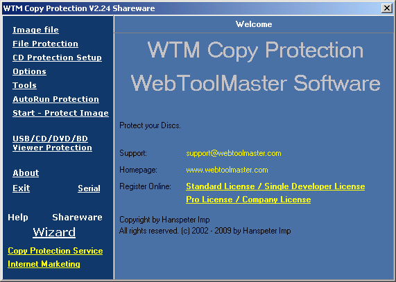 Click to view WTM Copy Protection / CD Protect 2.61 screenshot